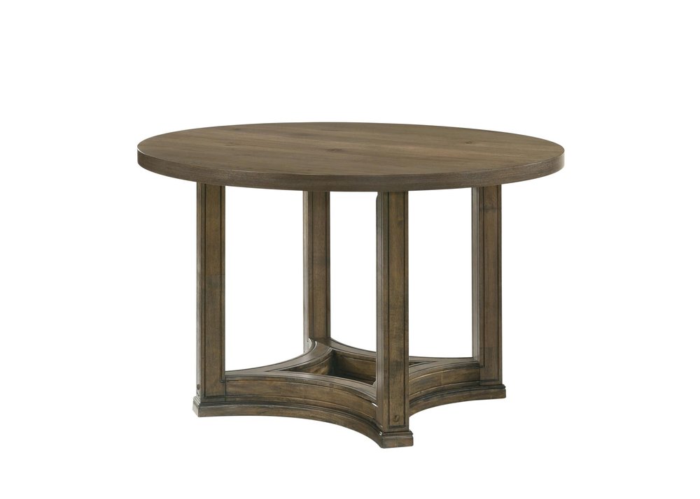 47" Oak Solid Wood Frame Base Round Top Dining Table — view 5
