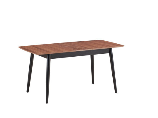 63" Natural And Black Wood Butterfly Leaf Extendable Dining Table