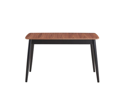63" Natural And Black Wood Butterfly Leaf Extendable Dining Table