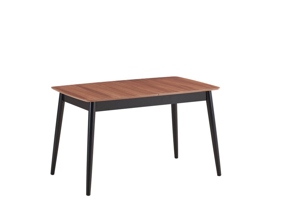 63" Natural And Black Wood Butterfly Leaf Extendable Dining Table — view 4