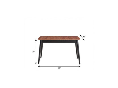 63" Natural And Black Wood Butterfly Leaf Extendable Dining Table