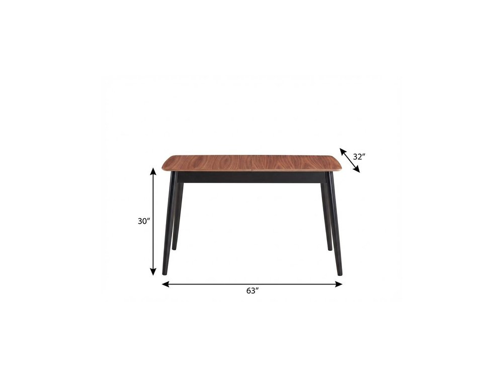 63" Natural And Black Wood Butterfly Leaf Extendable Dining Table — view 8