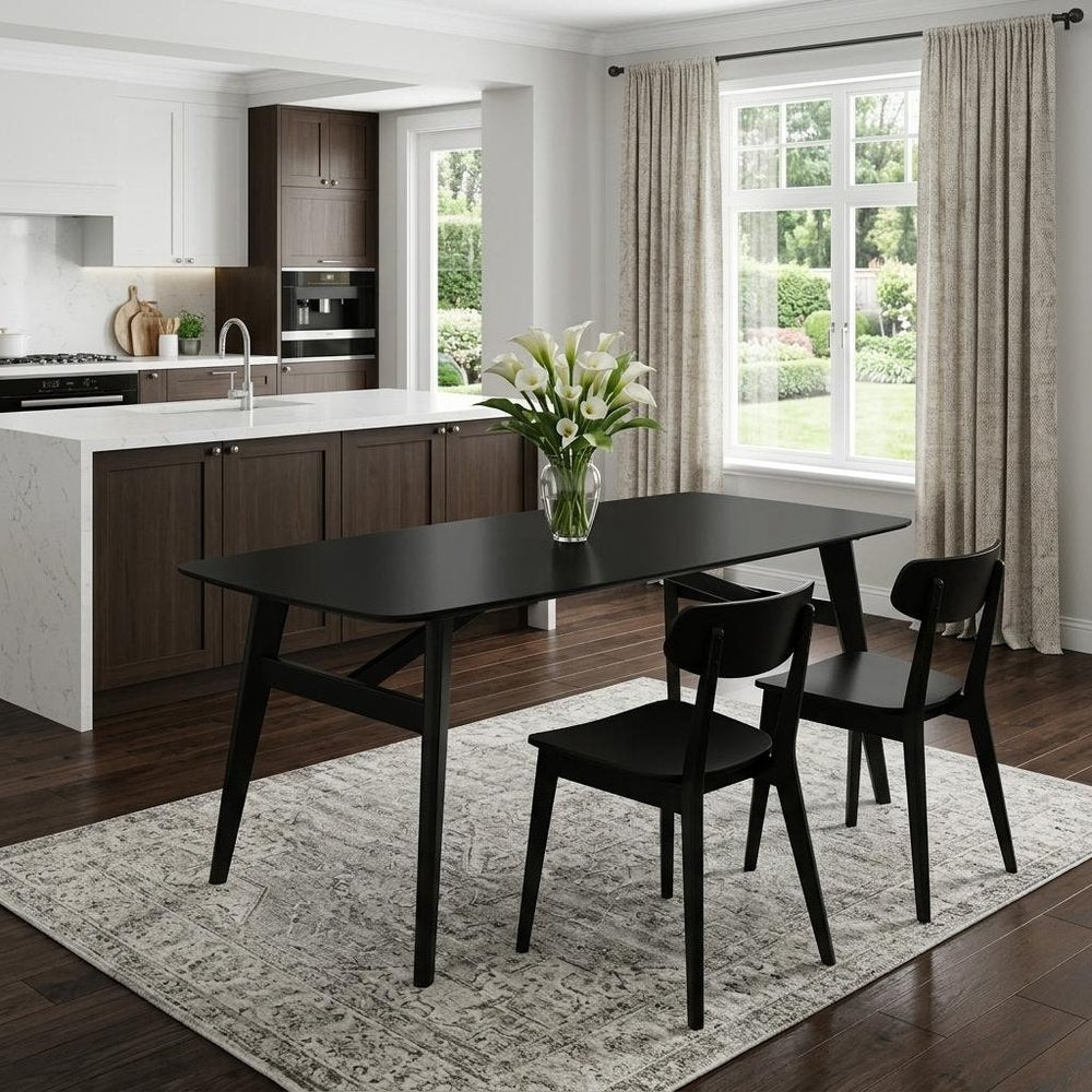 71" Black Wood Dining Table HomeRoots