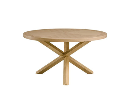 54" Oak Wood Cross Leg Base Round Top Dining Table HomeRoots