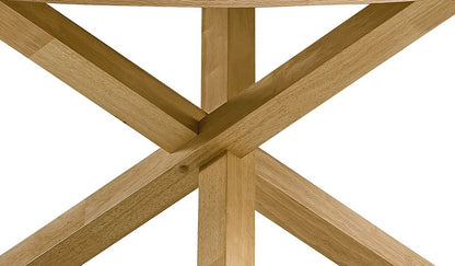 54" Oak Wood Cross Leg Base Round Top Dining Table HomeRoots