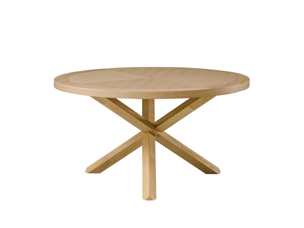 54" Oak Wood Cross Leg Base Round Top Dining Table HomeRoots