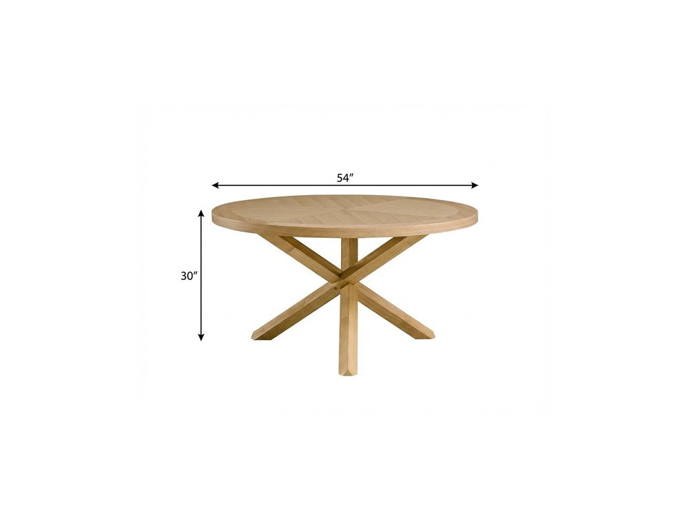 54" Oak Wood Cross Leg Base Round Top Dining Table HomeRoots