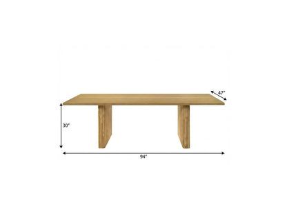 94" Natural Wood Double Pedestal Base Dining Table