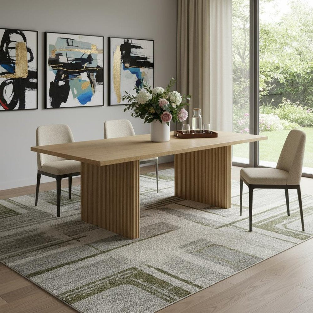 94" Natural Wood Double Pedestal Base Dining Table HomeRoots