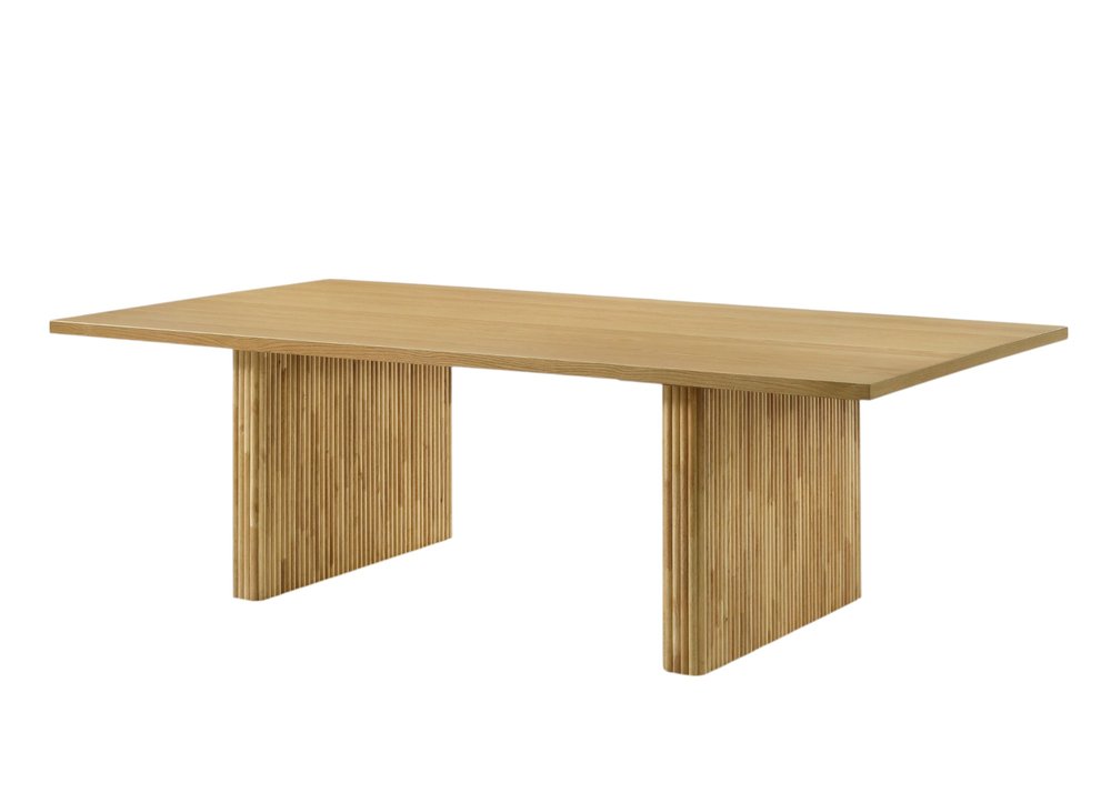 94" Natural Wood Double Pedestal Base Dining Table — view 1