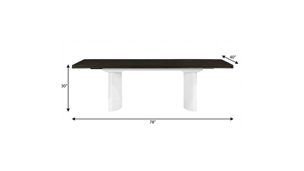 78" Walnut and White Wood Removable Leaf Double Pedestal Base Extendable Dining Table — view 6