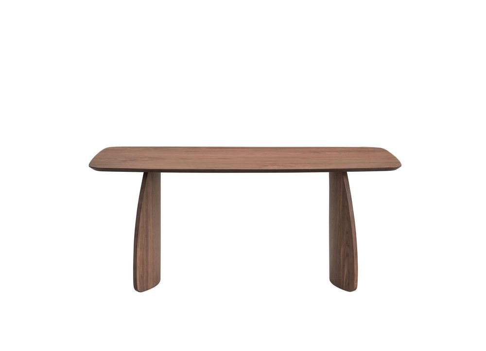 71" Walnut Wood Double Pedestal Base Dining Table — view 2