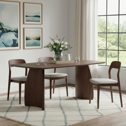 71" Walnut Wood Double Pedestal Base Dining Table HomeRoots