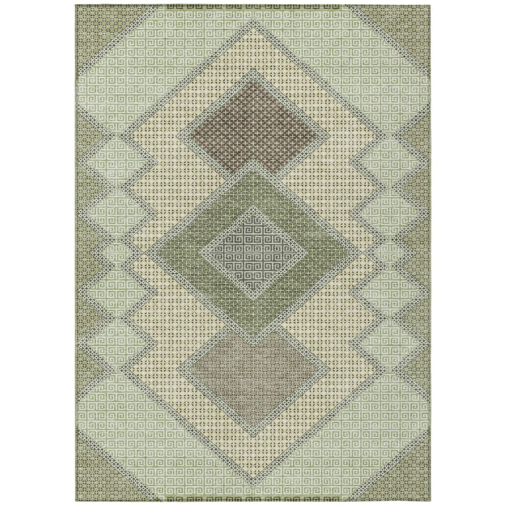 10' X 14' Green Gray And Taupe Geometric Washable Indoor Outdoor Area Rug HomeRoots