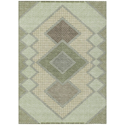 10' X 14' Green Gray And Taupe Geometric Washable Indoor Outdoor Area Rug HomeRoots