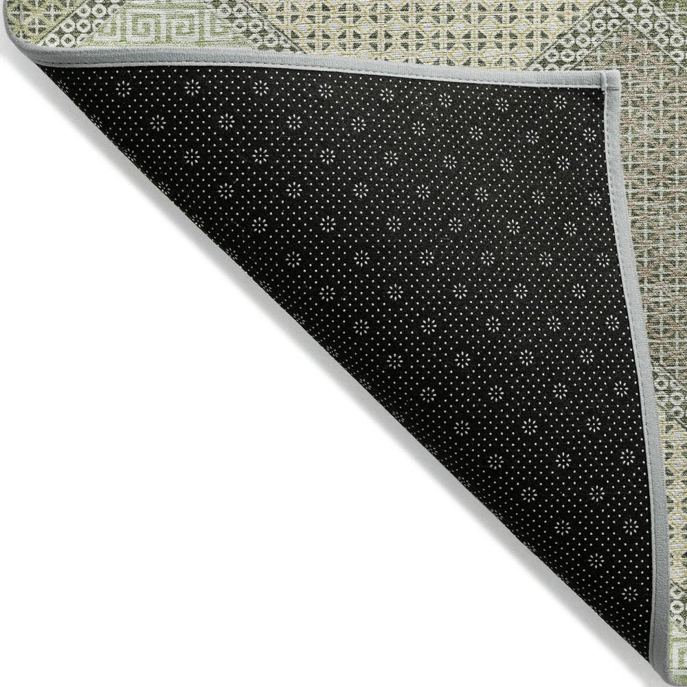 10' X 14' Green Gray And Taupe Geometric Washable Indoor Outdoor Area Rug — view 2