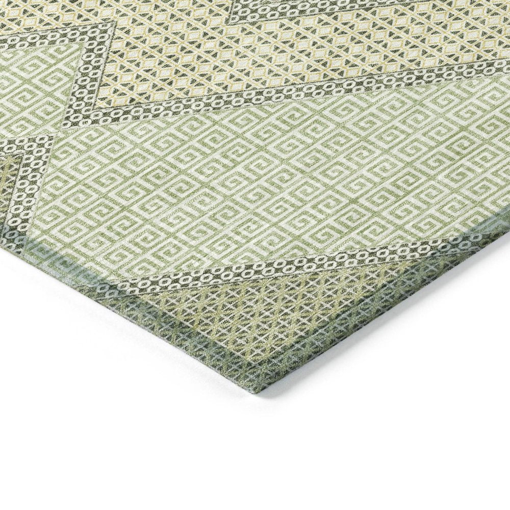 10' X 14' Green Gray And Taupe Geometric Washable Indoor Outdoor Area Rug HomeRoots
