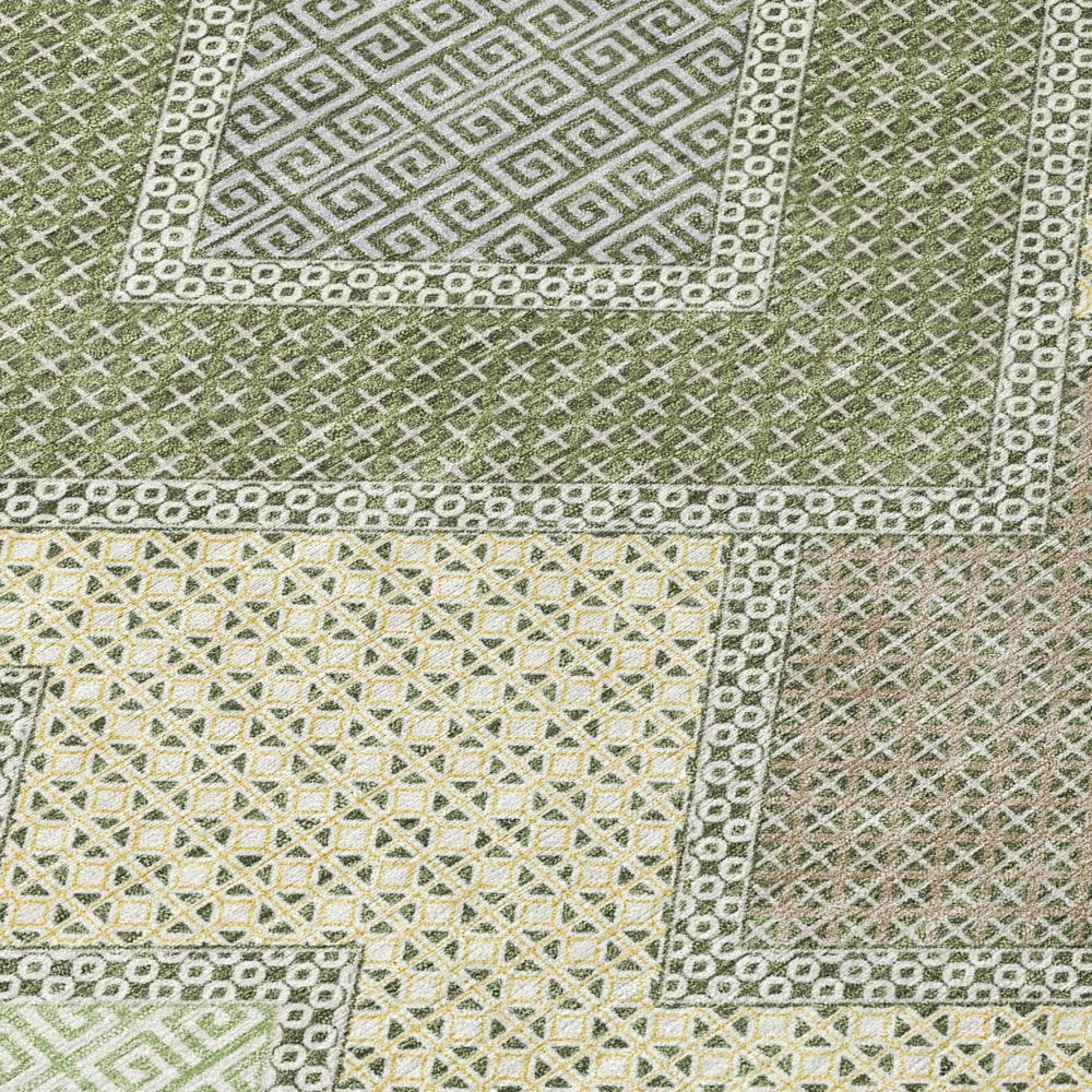 10' X 14' Green Gray And Taupe Geometric Washable Indoor Outdoor Area Rug HomeRoots