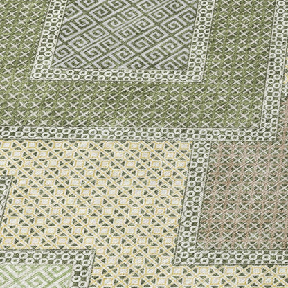 10' X 14' Green Gray And Taupe Geometric Washable Indoor Outdoor Area Rug HomeRoots