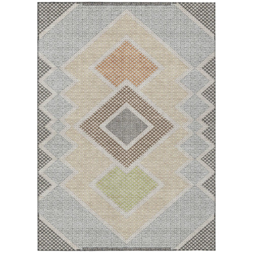 8' X 10' Pewter Copper And Silver Geometric Washable Indoor Outdoor Area Rug HomeRoots