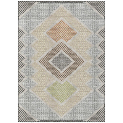 8' X 10' Pewter Copper And Silver Geometric Washable Indoor Outdoor Area Rug HomeRoots