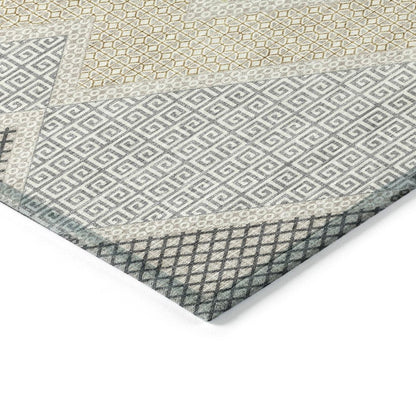 8' X 10' Pewter Copper And Silver Geometric Washable Indoor Outdoor Area Rug HomeRoots