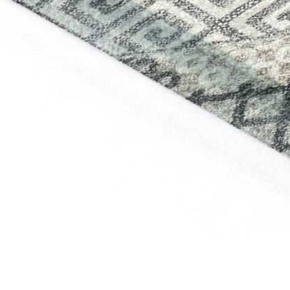 8' X 10' Pewter Copper And Silver Geometric Washable Indoor Outdoor Area Rug HomeRoots