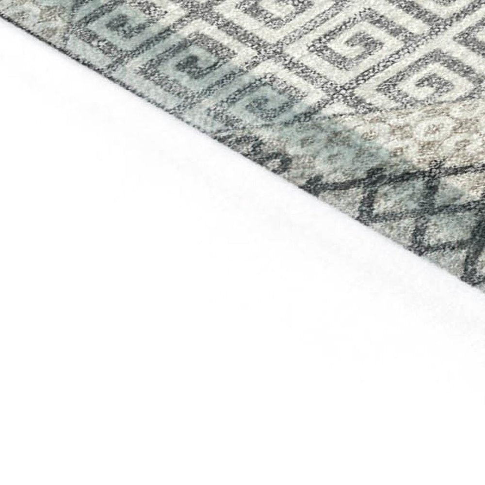 8' X 10' Pewter Copper And Silver Geometric Washable Indoor Outdoor Area Rug — view 6