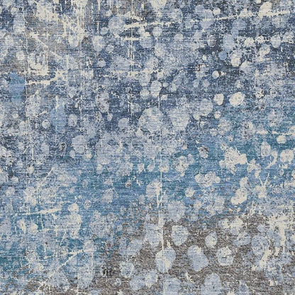 3' X 5' Blue And Gray Abstract Washable Indoor Outdoor Area Rug