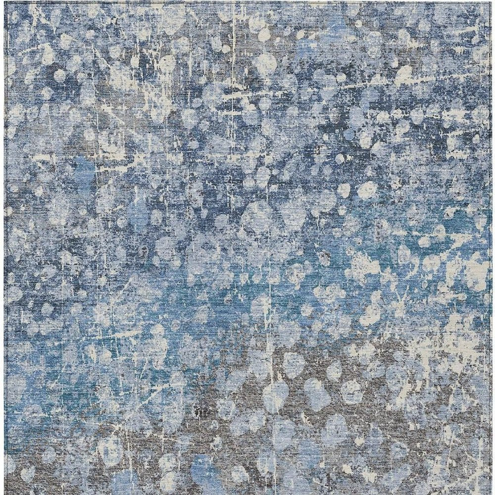 3' X 5' Blue And Gray Abstract Washable Indoor Outdoor Area Rug — view 10
