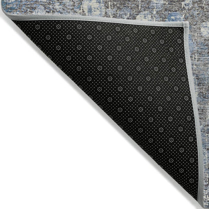 3' X 5' Blue And Gray Abstract Washable Indoor Outdoor Area Rug HomeRoots