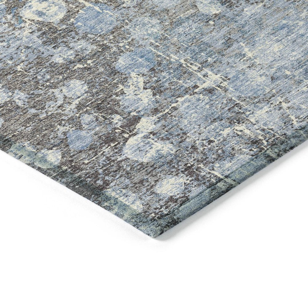 3' X 5' Blue And Gray Abstract Washable Indoor Outdoor Area Rug HomeRoots