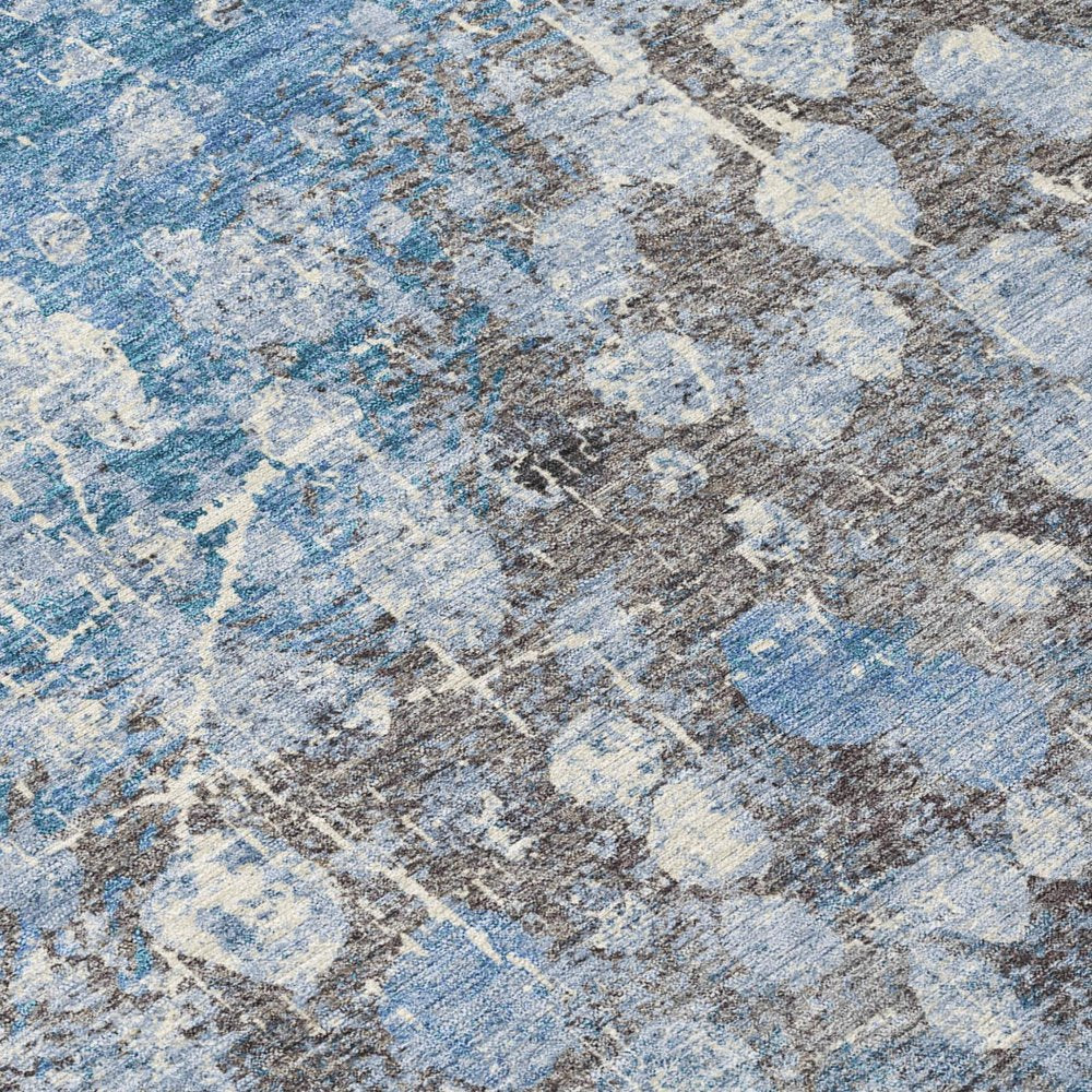3' X 5' Blue And Gray Abstract Washable Indoor Outdoor Area Rug — view 4
