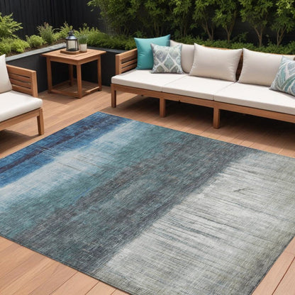 8' X 10' Blue And Gray Abstract Washable Indoor Outdoor Area Rug HomeRoots
