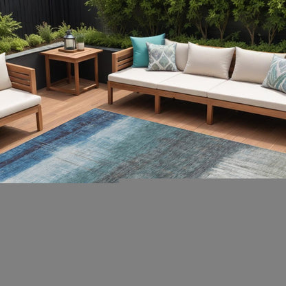 8' X 10' Blue And Gray Abstract Washable Indoor Outdoor Area Rug HomeRoots