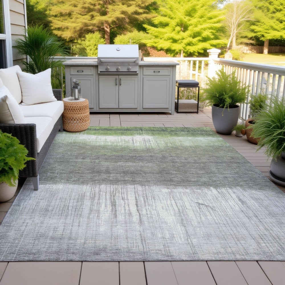 3' X 5' Fern Green And Gray Abstract Washable Indoor Outdoor Area Rug HomeRoots