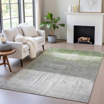 3' X 5' Fern Green And Gray Abstract Washable Indoor Outdoor Area Rug HomeRoots