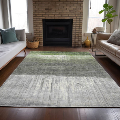 3' X 5' Fern Green And Gray Abstract Washable Indoor Outdoor Area Rug HomeRoots