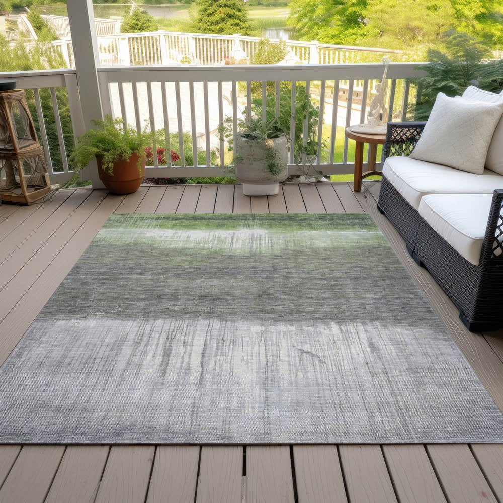 3' X 5' Fern Green And Gray Abstract Washable Indoor Outdoor Area Rug HomeRoots