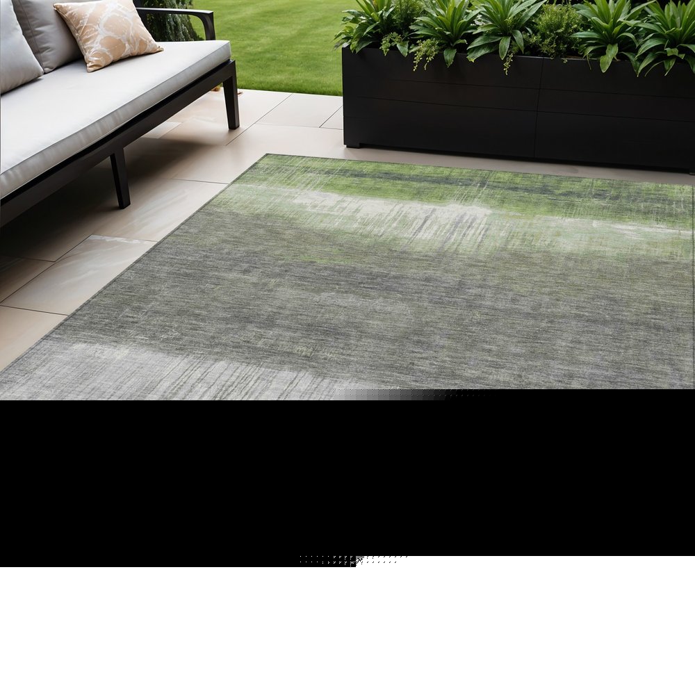 3' X 5' Fern Green And Gray Abstract Washable Indoor Outdoor Area Rug HomeRoots