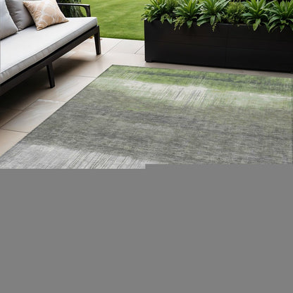 3' X 5' Fern Green And Gray Abstract Washable Indoor Outdoor Area Rug HomeRoots