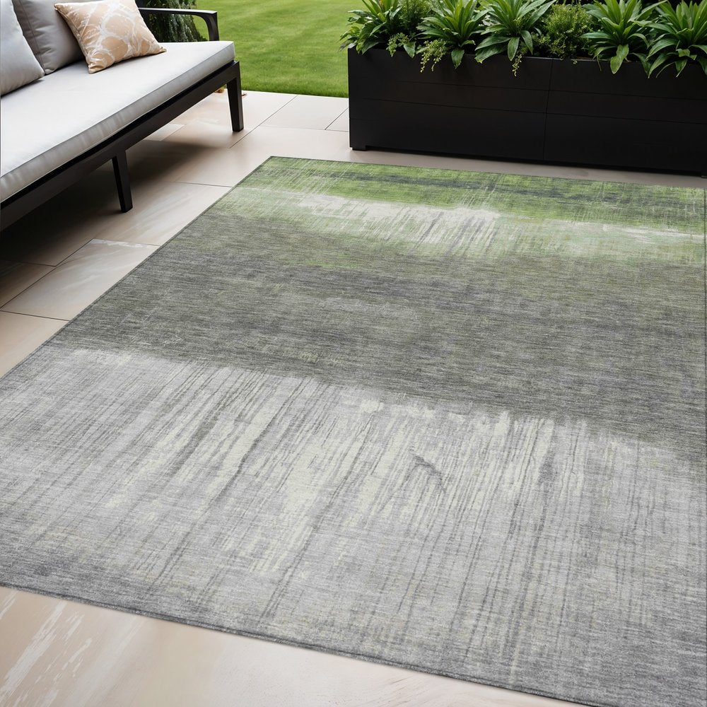 3' X 5' Fern Green And Gray Abstract Washable Indoor Outdoor Area Rug HomeRoots