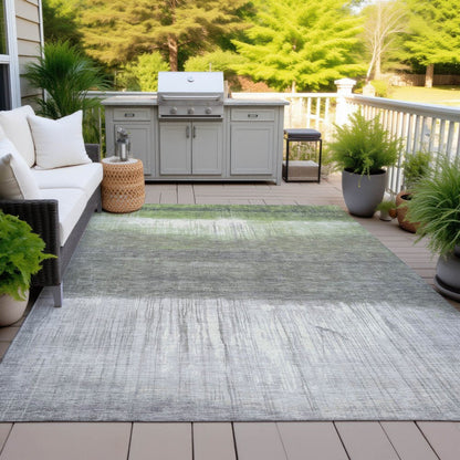 3' X 5' Fern Green And Gray Abstract Washable Indoor Outdoor Area Rug HomeRoots