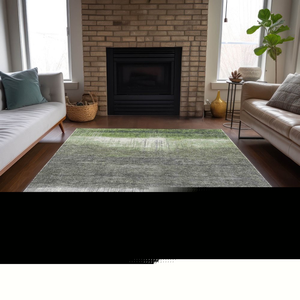3' X 5' Fern Green And Gray Abstract Washable Indoor Outdoor Area Rug HomeRoots