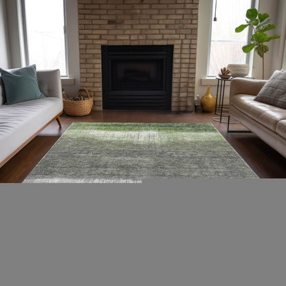 3' X 5' Fern Green And Gray Abstract Washable Indoor Outdoor Area Rug HomeRoots