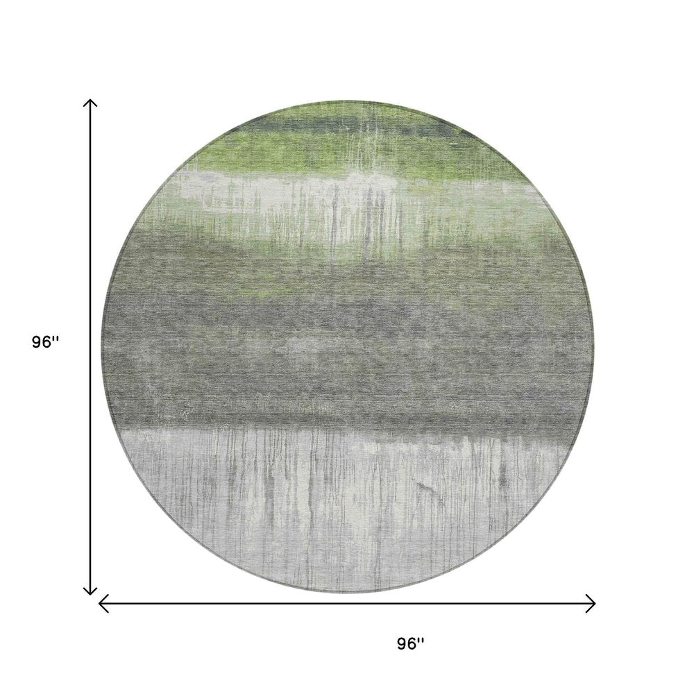 3' X 5' Fern Green And Gray Abstract Washable Indoor Outdoor Area Rug — view 44