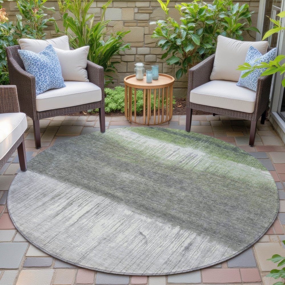 3' X 5' Fern Green And Gray Abstract Washable Indoor Outdoor Area Rug HomeRoots