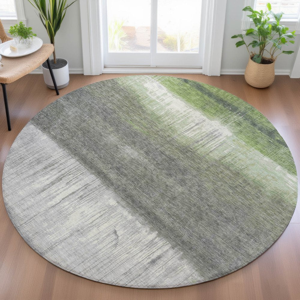 3' X 5' Fern Green And Gray Abstract Washable Indoor Outdoor Area Rug — view 42