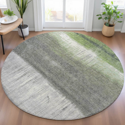 3' X 5' Fern Green And Gray Abstract Washable Indoor Outdoor Area Rug HomeRoots