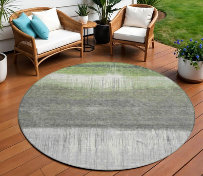 3' X 5' Fern Green And Gray Abstract Washable Indoor Outdoor Area Rug HomeRoots